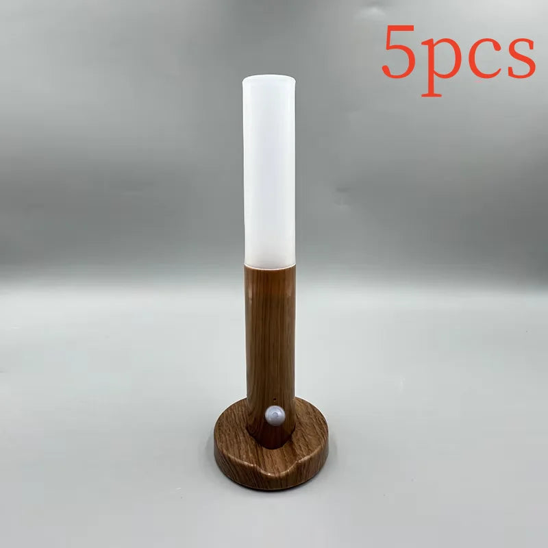 Motion Sensor LED Night Light - Warm Wood Bedside Lamp